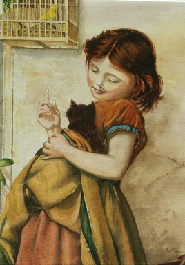 la petite fille et son chat