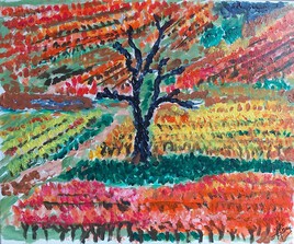 Climat bourguignon en automne , acrylique sur toile