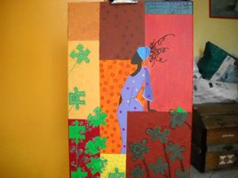 Tableau "puzzle africain" en technique mixte