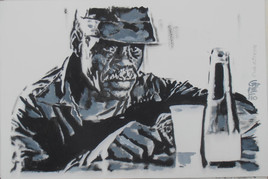 GOLETTO : Acrylique, noir &agrave; la bi&egrave;re.