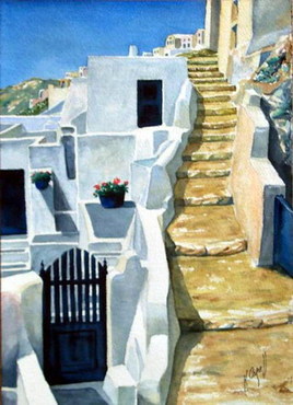 Santorin - Oia - Escalier