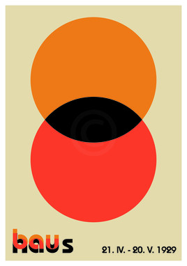 2 cercles, un rouge, un orange qui se coupent. 1929 / Ref=9