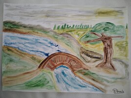 Paysage avec petit pont