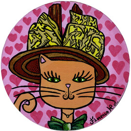 Art naïf portrait de chat en chapeau de style empire