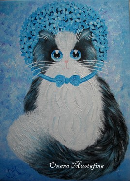 Peinture acrylique Chat Lady Hortensia
