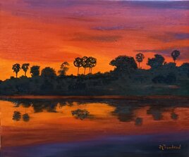 Coucher de soleil au dessus du Mekong