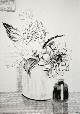 Vase en bambou fait &agrave; la machette