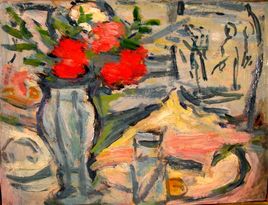 vase de fleurs rouge