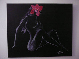 femme fleur nue