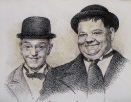 Portraits de Laurel et Hardy.