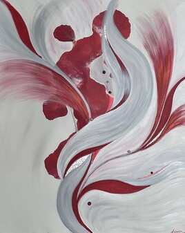 Envol&eacute;e symphonique; acrylique et techniques mixtes, 100x81