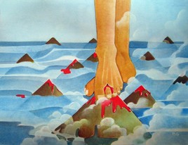 sur la pointe des pieds