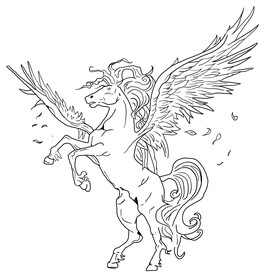 Cheval ail&eacute; (noir et blanc)