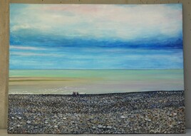 Plage de galet au matin