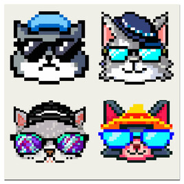 4 Kool Cats avec chapeau et verre fumé, 01, de la série 12 Kool Cats.