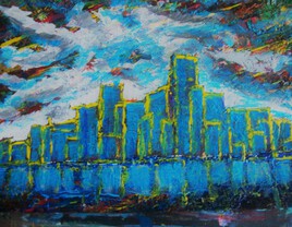 VILLE BLEUE par artiste peintre contemporain AARON SZYJKA