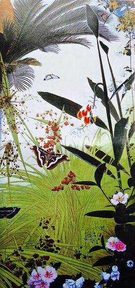 Fleurs et papillons d’Isson Tanaka / Painting Flowers and butterflies of Isson Tanaka