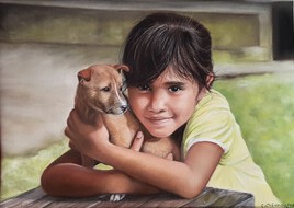 Fillette et son chiot