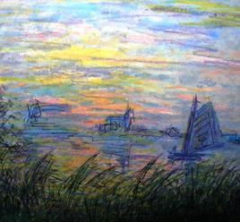 Tramonto in stile impressionista versione su tela