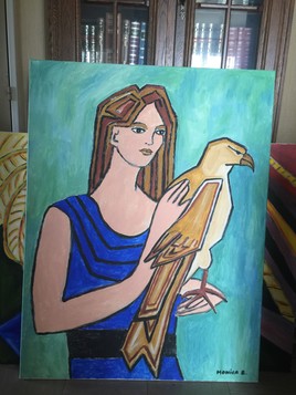 Jeune fille &agrave; l'aigle