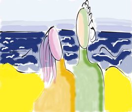 deux figures sur la plage