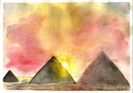 Lever de soleil sur les Pyramides. Egypte