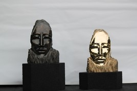masque en bronze couple