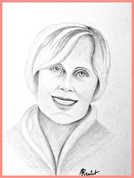 Portrait Femme souriant, Sylvie / Drawing Portrait of a woman smiling