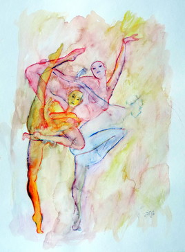 danseuses aquarelle 40 X50 Jf Gantner