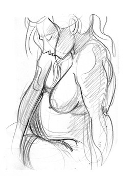 Nu de femme enceinte assise