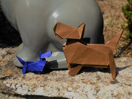 Rencontre de 2 scottish terrier en origami