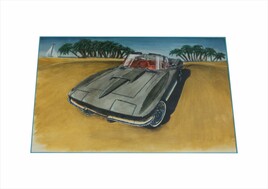 Grey Corvette C2 On The Beach