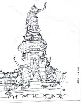 Marianne la fraternit&eacute; (place de la r&eacute;publique.)