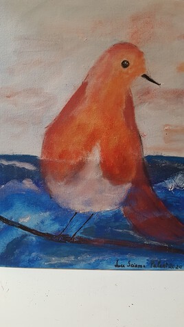 rouge gorge regardant la mer