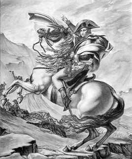 Bonaparte franchissant le Grand -Saint-Bernard d'apr&egrave;s Jacques Louis David