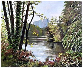 Vue sur l'étang du parc Nord aux Ulis