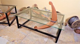 Table basse d'artiste m&eacute;tallier