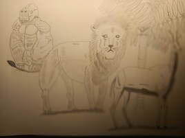Gazelle, gorille et lion