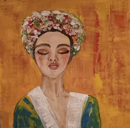 Femme au turban fleuri