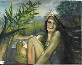 Fille assis à coté de la mer