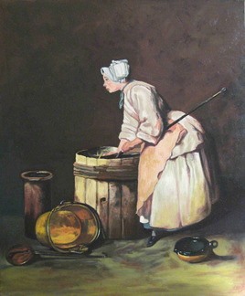 Copie "la laveuse de vaisselle", de Chardin