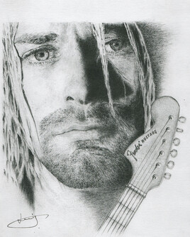 Dessin de portrait de Kurt Cobain, par PORTRAIT &eacute;MOI