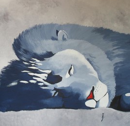 "Le lion bleu endormi"