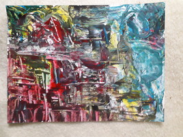 Dessin abstrait acrylique format A4 acrylique