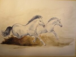 Chevaux au galop 2016, sign&eacute;e