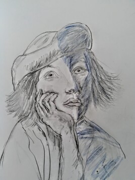 Portrait   à face bleu