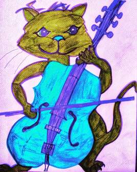Chat à la violoncelle