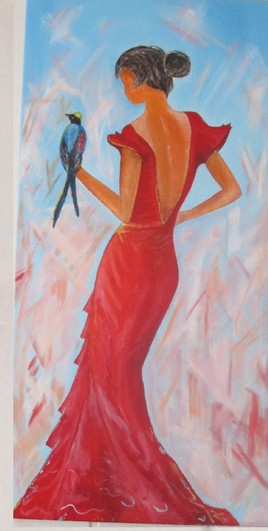 la femme et l'oiseau