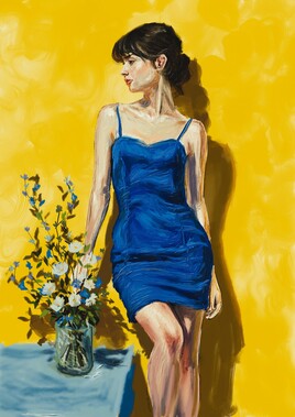 Blue dress, flowers and sun