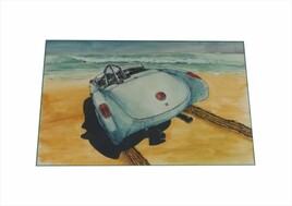 Blue Corvette C1 On The Beach